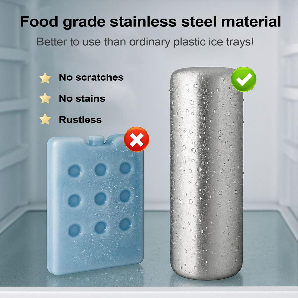 Rostfria Iskuber Cylinder Iskuber Bärbara Kylväskor Snabbfrysning Metall Frys För Kaffe Kök Iskuber