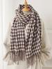 Damen Winter Süß Gestrickter Schal Kopftuch Damen Herren Lässig Preppy Hahnentritt Quaste Schal Mujer Mann Wickeltuch Schal Unisex Neu