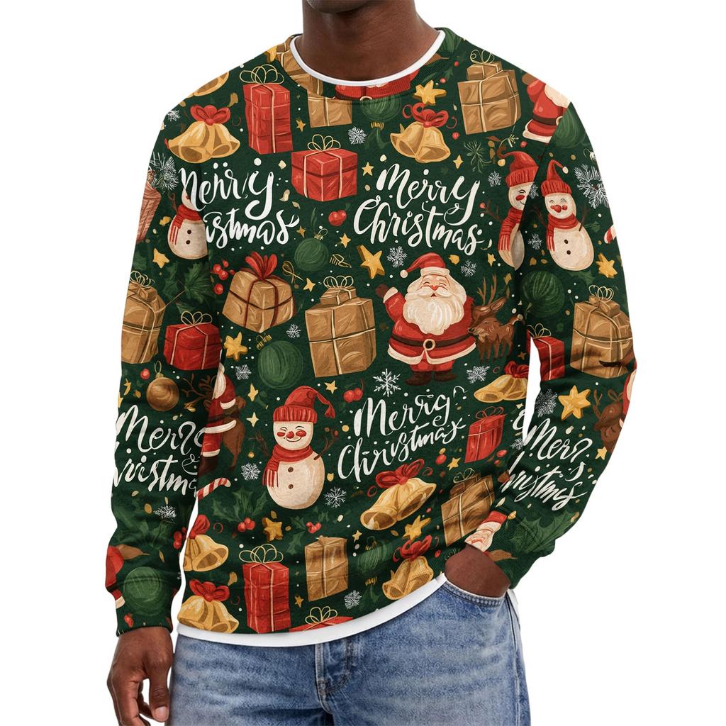 Men's Christmas Hoodless Neck Pullover Sweatshirt, for Him
