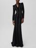 Elegant Rhinestone Long Sleeve Evening Gown