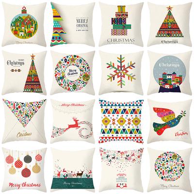 Christmas Elk Snowflake Peach Skin Fleece Pillow Cover Festive Home Decor Car Sofa Pillow Cover