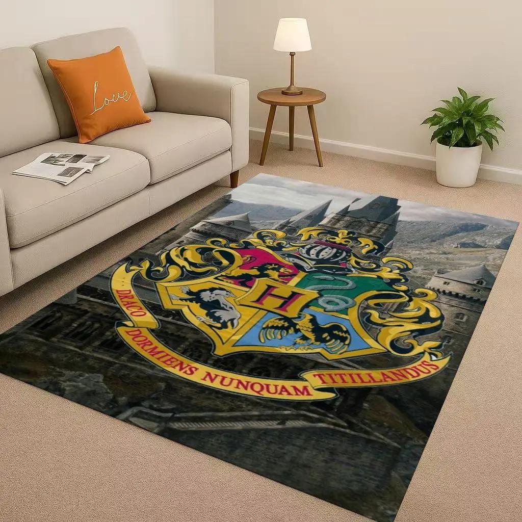 HD H-Hogwarts Sign Cartoon Living Room Non-Slip Area Rug Soft Carpet For Bedroom Playroom And Sofa,Easy Clean Home Decor Doormat