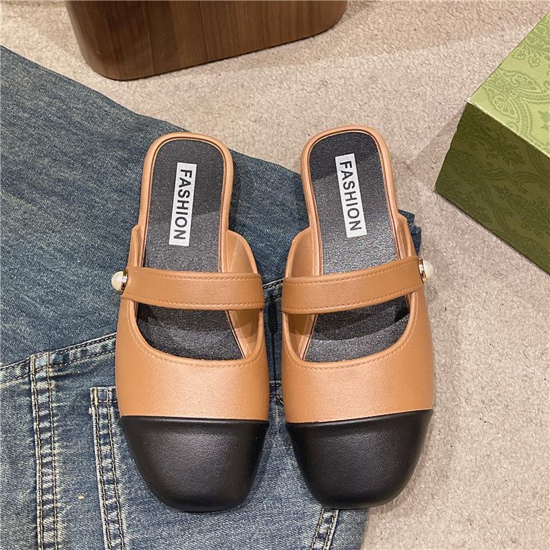 New Baotou Half Slippers Women's Spring and Summer Commuting Temperament Color Matching Cool Slippers
