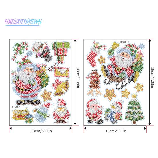1 Set Diamant-Malerei-Aufkleber, Weihnachtsbaum, Schneemann, Weihnachtsmann, Muster, Strass-Aufkleber für Zuhause, Wanddekoration