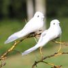 Simulated Bird White Bird Feather Bird Bundled with Branch Bird, 12 Pieces