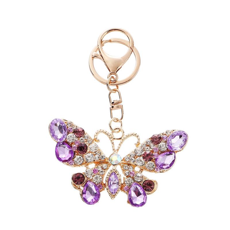 

1PC Metal Colorful Hollow Cute Rhinestone Elegant Charms Accessories Butterfly Keychain Key Ring