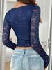 Y2K Sexy Deep V Cutout Lace Pullover - Spring/Summer 2025 Women's Top, European & American Sweet and Spicy Style