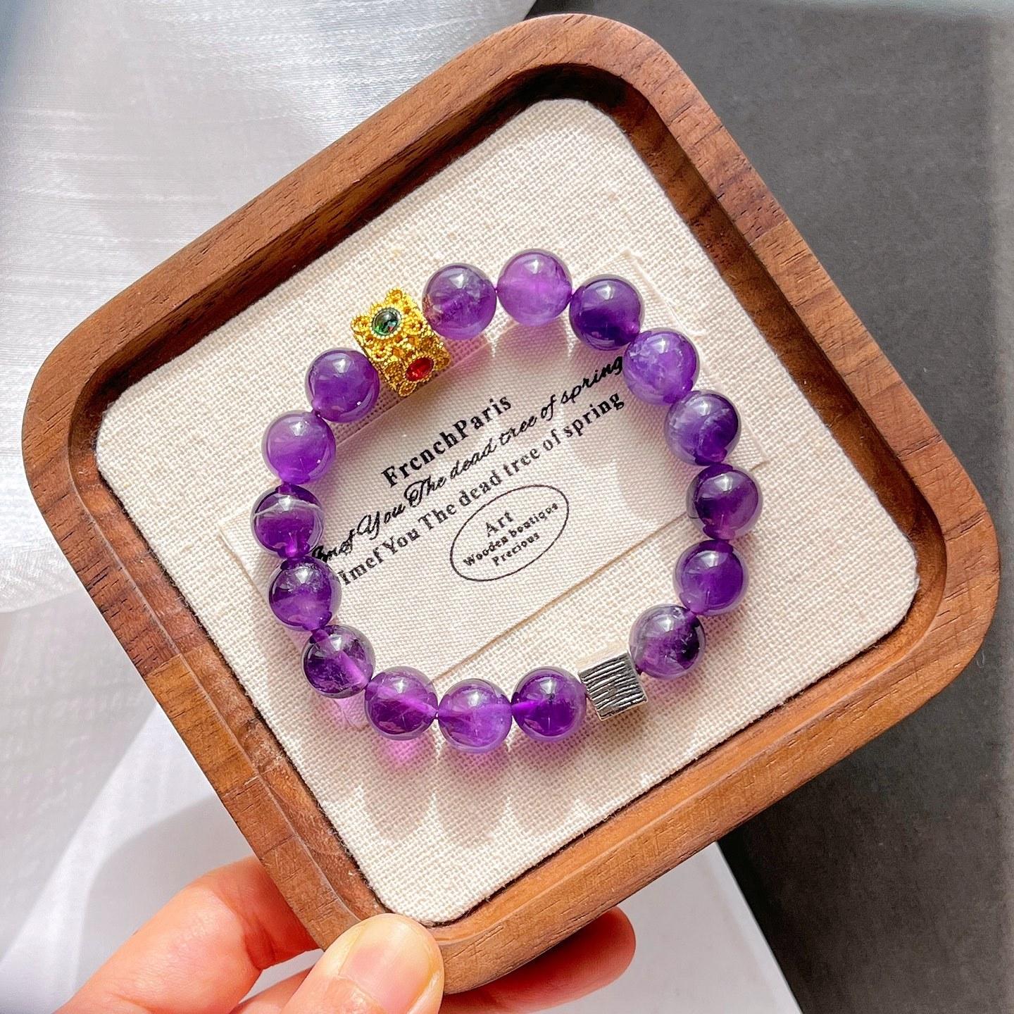 10Mm High Quality Grape Purple Natural Amethyst Bracelet Bracelet.