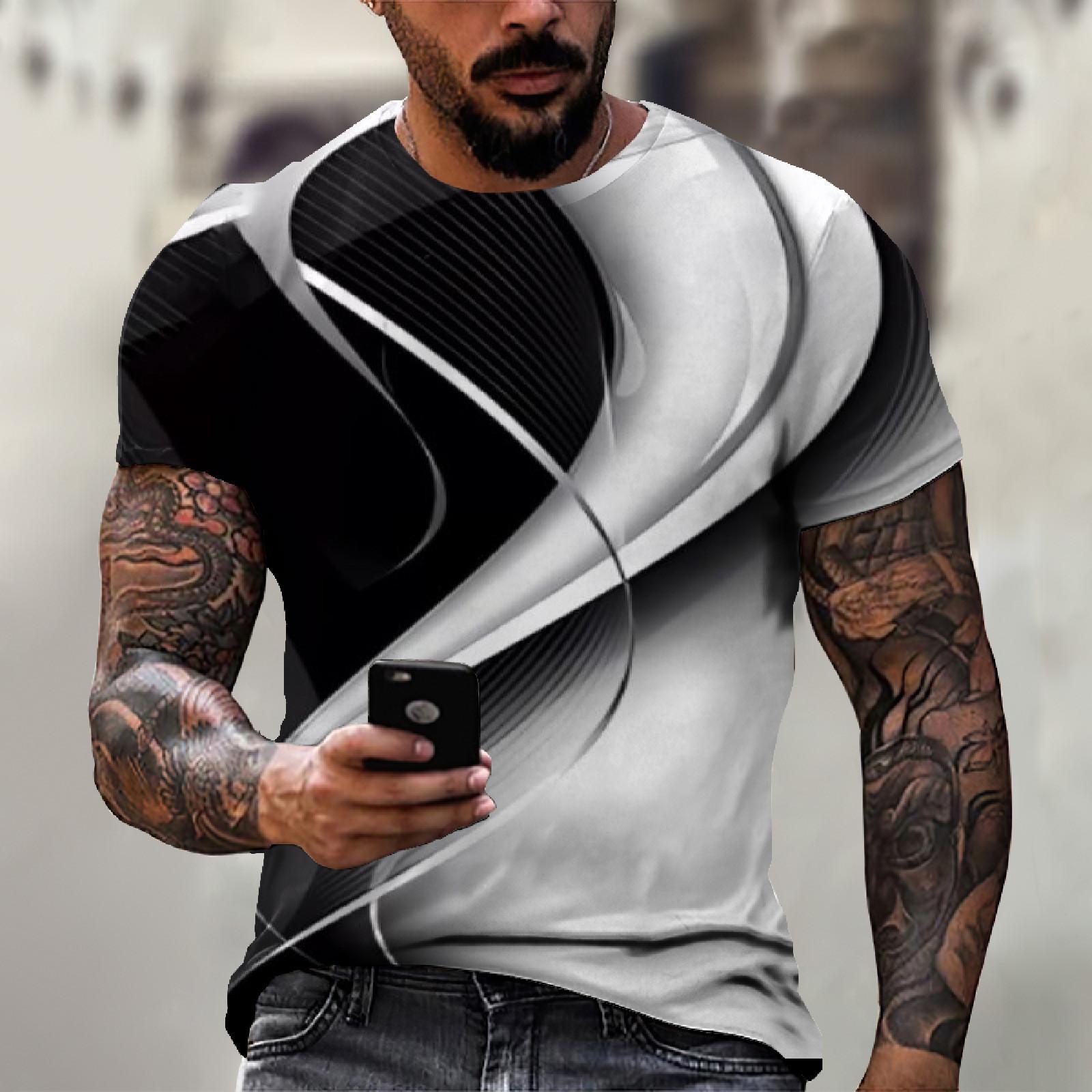 

Мужская футболка с коротким рукавом и принтом, летняя круглая шея, трендовая повседневная толстовка XXL белый