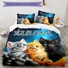 3PC Custom Name Space Kittens Adventure Bedding Set Duvet Cover Closure Includes 1 Duvet Cover & 2 Pillowcases for Bedroom