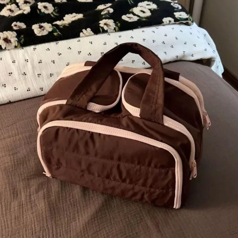 Multipocket Design Travel Toiletry Bag Zipper Closure Portable Makeup Pouch Shower Organizer