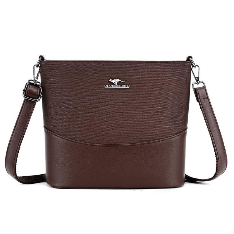 New Fashion Splicing Crossbody Bag Women's Retro Versatile Niche Shoulder Bag Portable Commuter Mobile Phone Bucket Bag