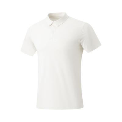 Li Ning Fitness Series Solid Color Comfortable Versatile Breathable Casual Sports Polo Shirt Men Tops Off-White APLU003-5
