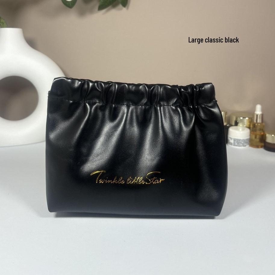High-Value PU Pleated Cosmetic & Lipstick Travel Makeup Bag