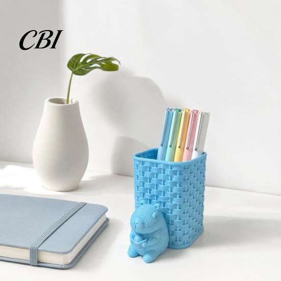 Pen Stand Capybara Holder, 3D Printed with Basket Pencil Holder Ornament Cup, Cute Animal Desk Organizer for Makeup Brush Stationery Office