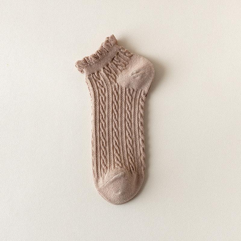 5 Pairs of Women's Summer Thin Retro Pure Cotton Twist Sports Socks