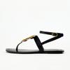 Fashion Fashion Metal Decoration Flat Sandals Women Luxury Designer Ankle Strap Flip Flops Summer Light Comfortable Slippers Sandalias