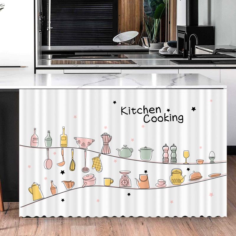 Cartoon Kitchen Dustproof Half-curtain  Self-adhesive Cupboard Curtain Kitchen Cabinet Coverings Cloth Decorative Short Curtains