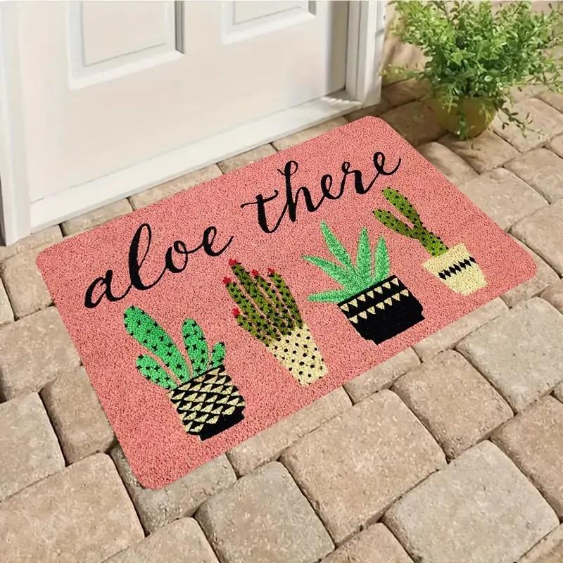 Tropical Style Door Mat With Palm Tree Cactus Pineapple Floral Patterns, Soft Decorative Entryway Rug For Home Indoor Outdoor