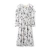 Jill by Jill Stuart Flower Print Satin Ruffle Dress