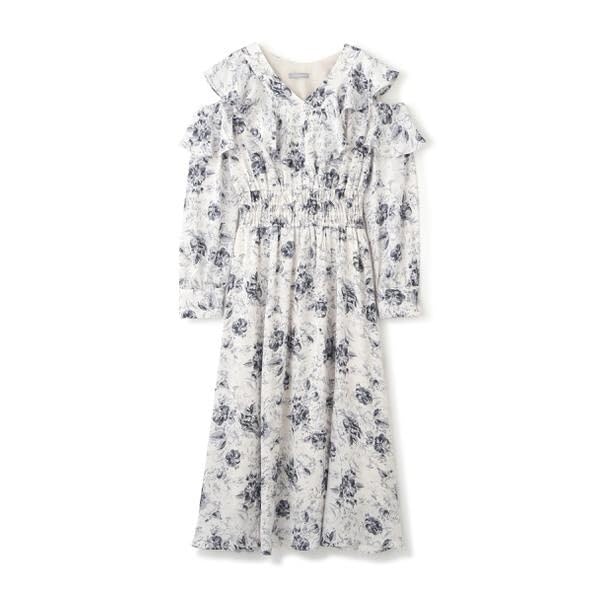 Jill by Jill Stuart Flower Print Satin Ruffle Dress