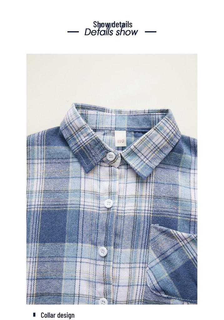 Plaid Long Sleeve Shirt for Older Boys & Girls - Versatile Spring/Autumn Children's Outerwear