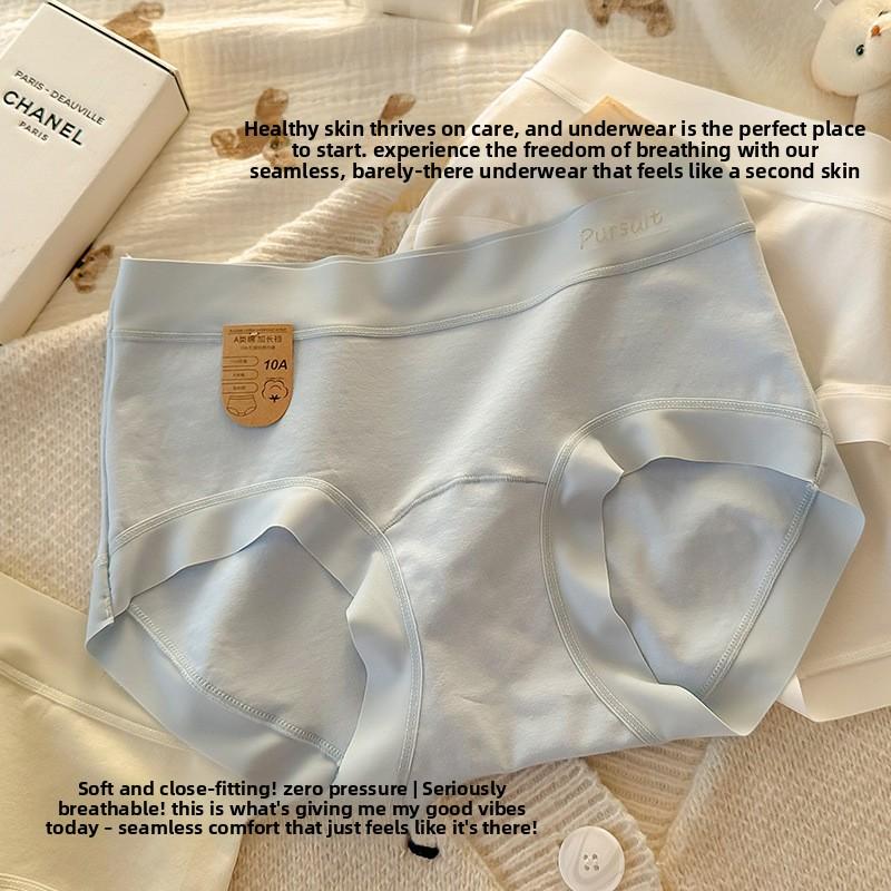 Large Size Women Spring and Autumn Simple Pure Cotton 10A Antibacterial No Trace Hip Mid Waist Briefs