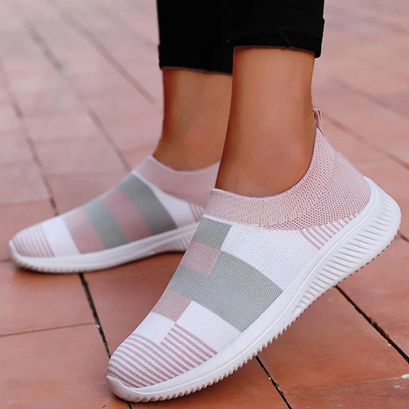 Fashion Fashion Women Sneakers Flat Shoes Woman Vulcanized Sneaker Women Slip On Sock Shoes Plus Size Women's Sneaker Zapatos De Mujer