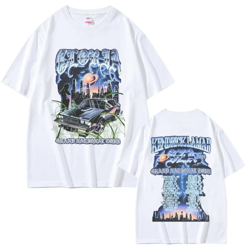 Rapper Kendrick Lamar SZA Grand National Tour Tshirt Men Women Hip Hop Fashion Pop Music T Shirts Unisex pure Cotton Top