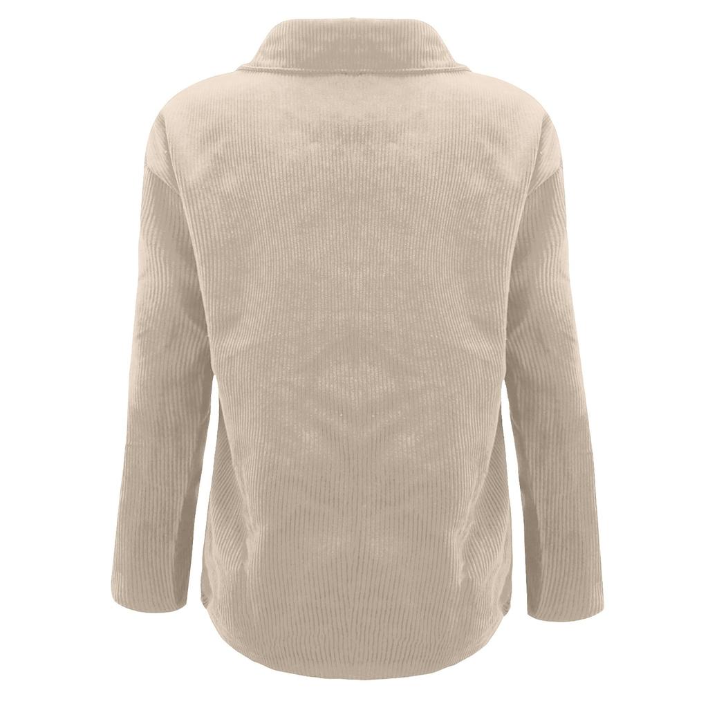 Women's  And Winter Loose Corduroy Lapel Double Pockets Long-Sleeved Shirt Jacket