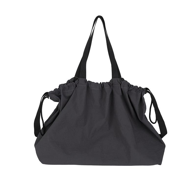 Japanese Large-capacity Nylon Cloth Bag, Fashionable and Lightweight Tote Bag, Drawstring Shoulder Bag, Lazy Wind Pleated Messenger Bag.