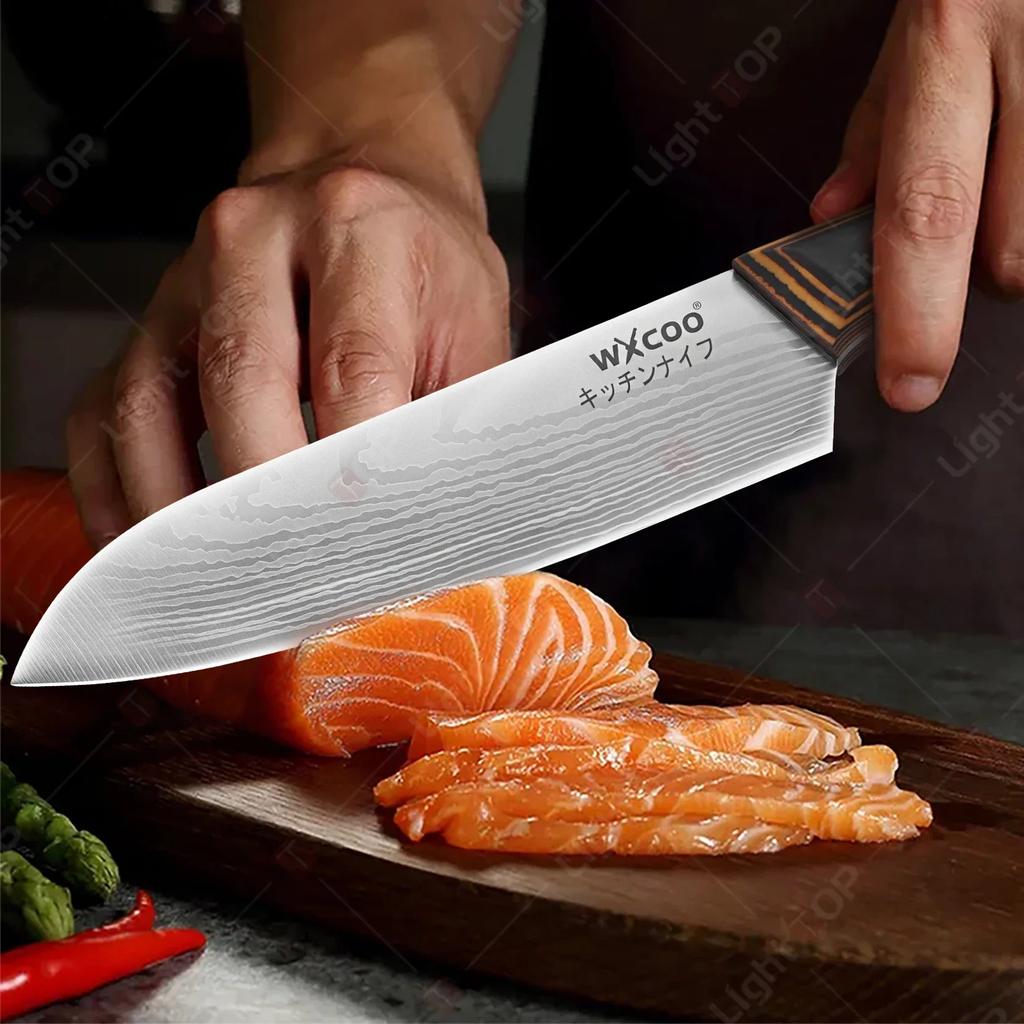 WXCOO 4" Japanese Fruit Knife  with Gift Box Sharp Blade Kitchen Chef Knife Ergonomic Wood Handle Stainless Steel Santoku Knives