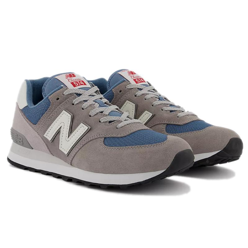 New Balance 574 Grey Navy White Leather Sneakers ML574OW2
