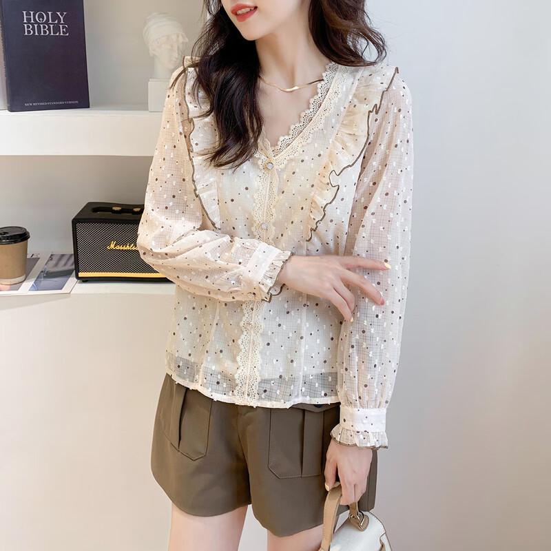 Mokana Women's Sweet Elegant Floral Long-Sleeve Blouse