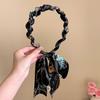Women Headband Anti-slip Teeth Skull Design Hair Hoop with Ribbon Decor Slimming Effect Headband Hair Accessory