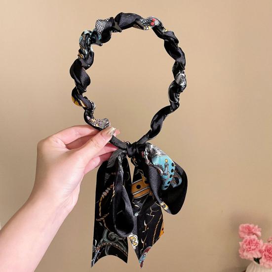 Women Headband Anti-slip Teeth Skull Design Hair Hoop with Ribbon Decor Slimming Effect Headband Hair Accessory