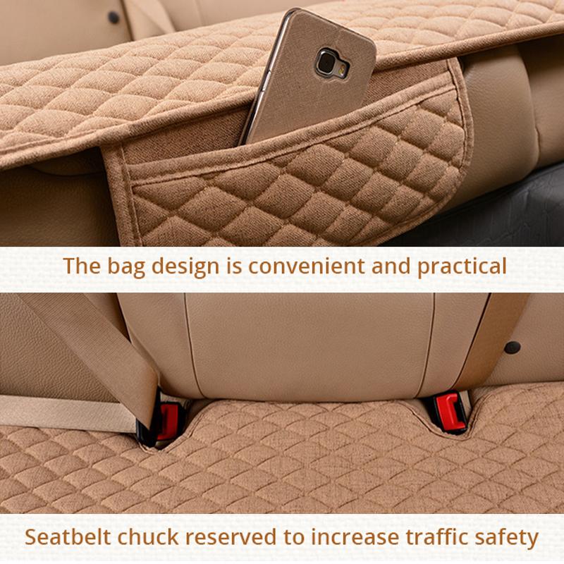 Linen Car Cushion Universal Size Car Seat Protector (Front + Rear) Anti-slip Cushion