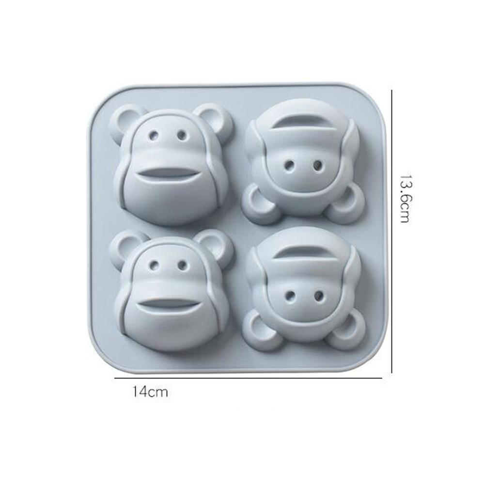 4-in-1 Silicone Baking Mold Cartoon Monkey Shape for Cake Rice Sponge Baking
