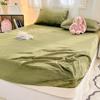 Winter Warm Velvet Fitted Sheet Solid Color Bedsheet Soft Bed Cover Queen Size Bed Linen Home Sheet Couvre Lit