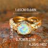 Cute Female Round White Fire Opal Stone Ring Yellow Gold Color Flower Engagement Rings For Women Charm Wedding