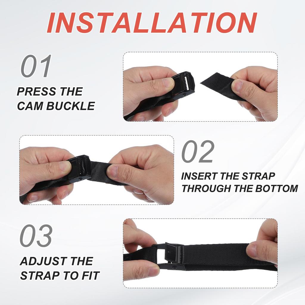 PATIKIL Camback Tie-Down Straps, 1" X 10', 2-Pack, Lashing Securing Straps, 330 Lb Break Strength, Truck Spring Fittings, Orange