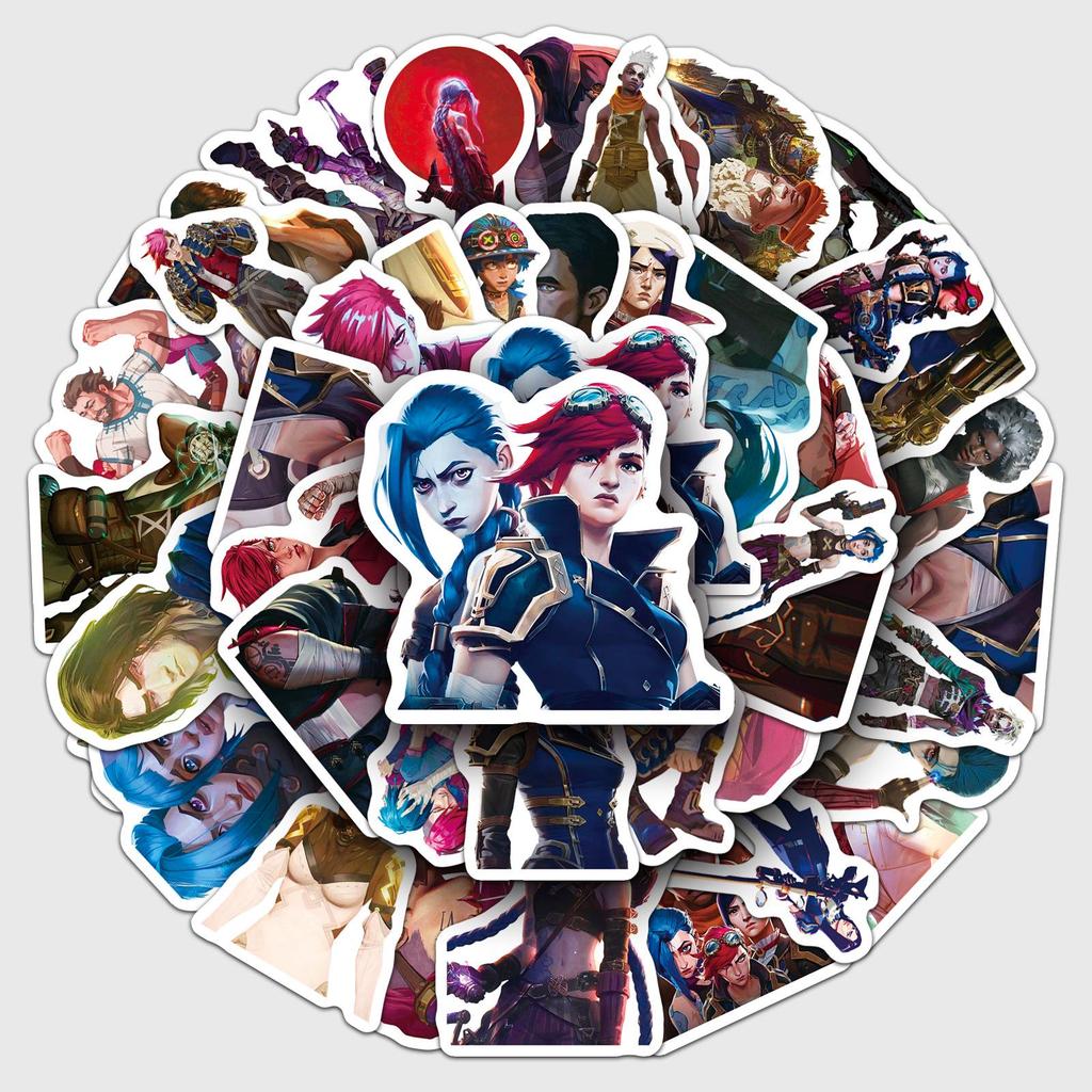 50 Battle of the Two Cities Cartoon Stickers: League of Legends Characters for Power Banks & Motorcycles