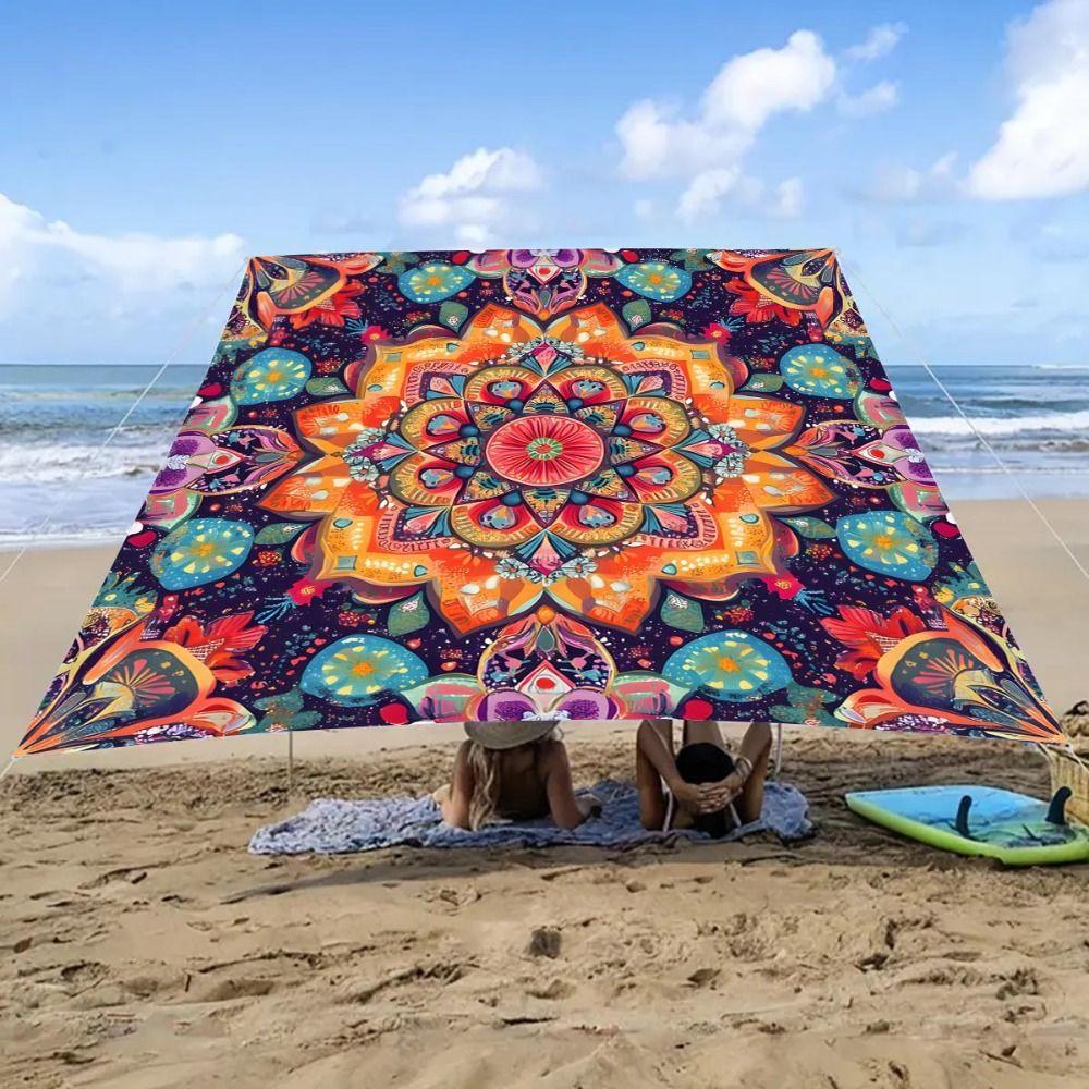 Boho-Print Sonnensegel Wasserdichtes Gewebe Terrassenüberdachung UV-Schutz Schatten Hinterhofnutzung