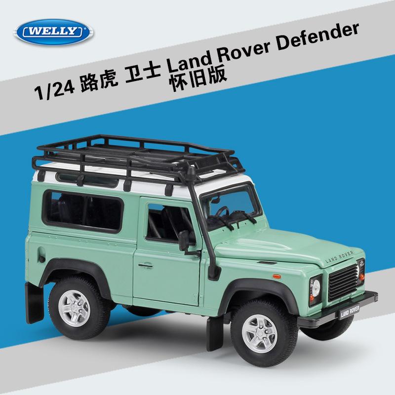 Welly 1:24 Land Rover Defender ArmyGreen alloy car model Diecasts & Toy Vehicles Collect gifts Non-remote control type transport