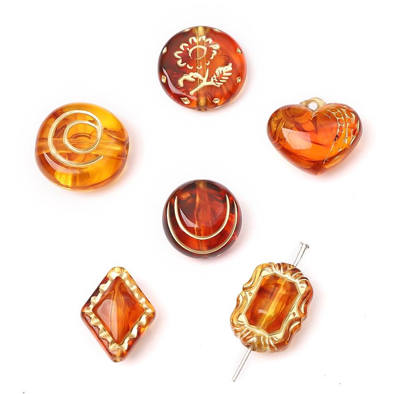 20g Perline Acriliche Sfuse, Trasparente Stile Vintage Smerigliato Oro in Rilievo, Adatte Per Braccialetti, Collane, Ciondoli e Accessori per Gioielli Fai da Te