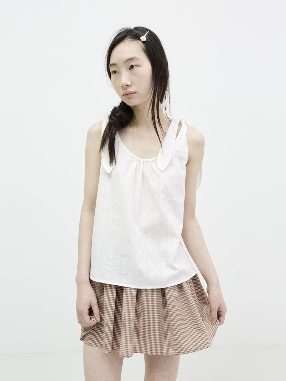 Colosins Rabbit Tie Tie Blouse Stripe White White