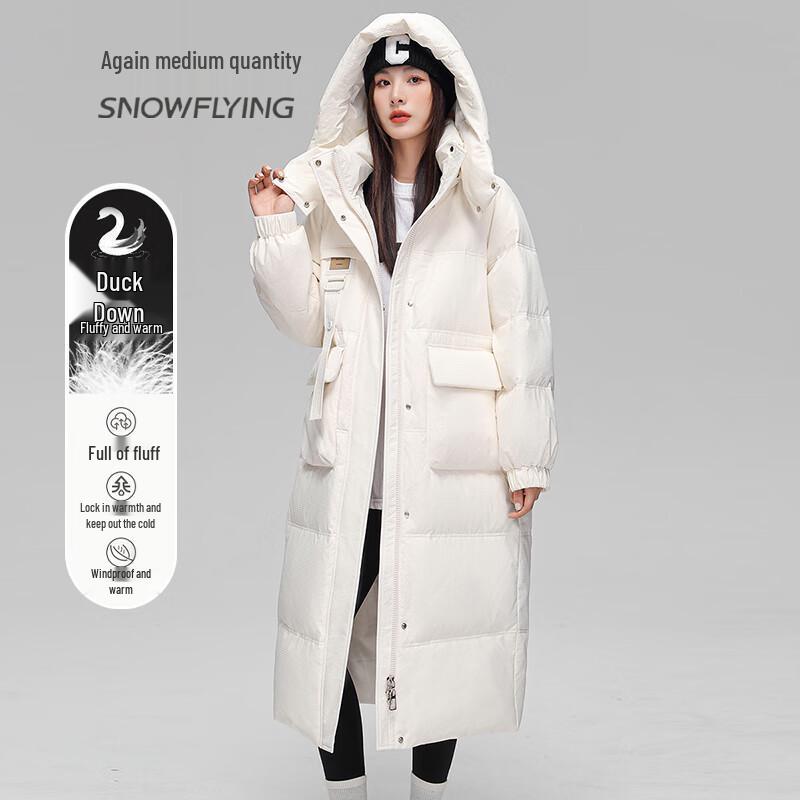 SNOWFLYING Women's Mid-Length Hooded Down Jacket