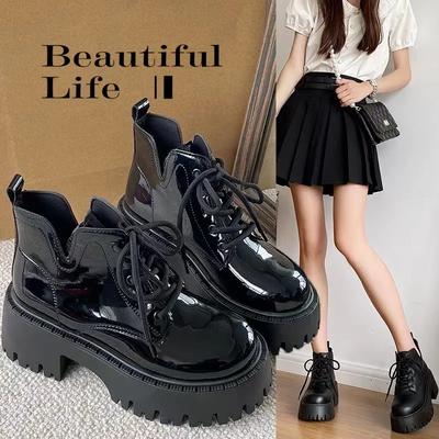 Chunky Black Platform Casual Women's Ankle Boots 2025 New Designer Autumn Winter British Style Platform Boots Shoes for Women
