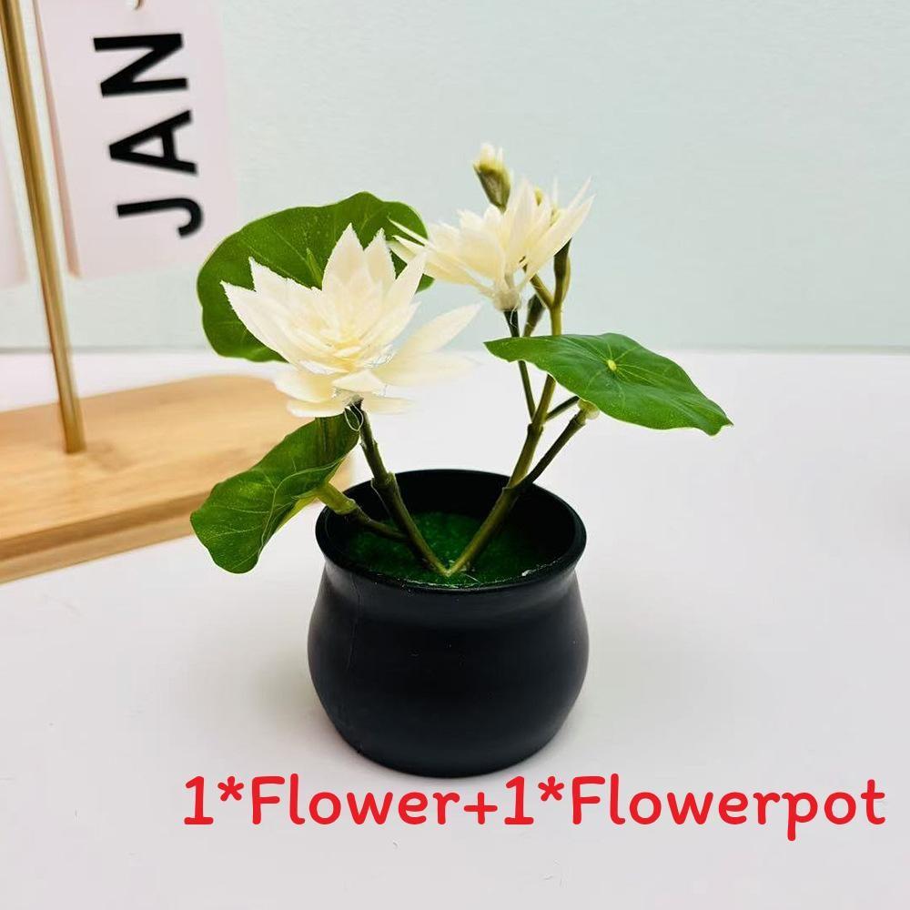 Lotus Plastic Potted Green Plant Potted Plant For Home Living Decor Room