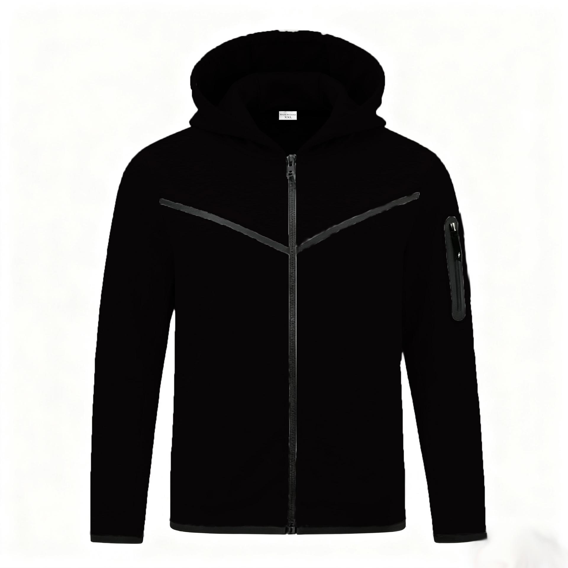 2023 Men s Casual Sports Hooded Zipper Jacket with Custom Logo Option S